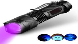 LED UV Ultraviolet Torch With Zoom Function Mini UV Black Light Pet Urine Stains Detector Scorpion Hunting Torches7754318