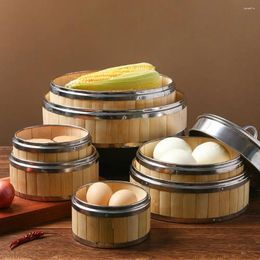 Double Boilers Bao Buns Gift Idea Woven Bamboo Lid Steam Basket Chinese Food Steamer Cooker