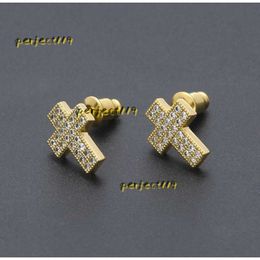 Stud Mens Hip Hop Orecchini a bottone Gioielli di alta qualità Moda Oro Argento Zircone Orecchino croce per uomo 2024 Orecchini di design Gioielli Regalo di moda Donne Negozi