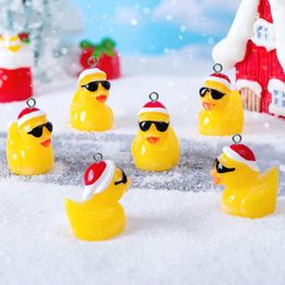 Charms 10pcs Resin Christmas Sunglasses Ducks Pendant For Diy Jewellery Making Cute Earring Keychain Necklace Findings Supplies