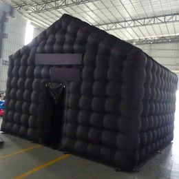 Bespoke Oxford Portable Black Party Inflatable Nightclub Tent With LOGO Printing 10x10x4mH (33x33x13.2ft) Big Inflatable Cube Booth For Disco Weddin