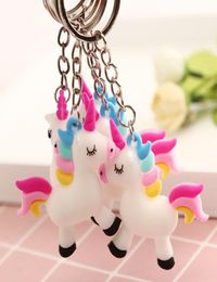 New 3D Unicorn key chains for Christmas gift soft silicon Horse Pony keychain Children TOYS Bag Hangs8421165