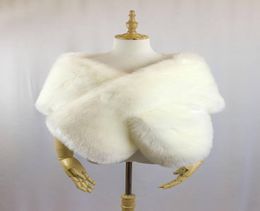 Winter Wedding Coat Bridal Faux Fur Wraps Warm Stick shawls Outerwear Black Gary Shrug Women Jacket Christmas Prom Evening7123653