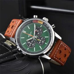 68% OFF watch Watch Breitl for Men Mens Six needles All Dial Work Quartz Top Luxury Chronograph Clock Leather And Steel Belt