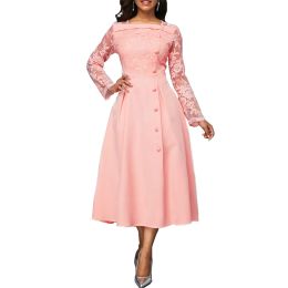 Dress Elegant Banquet Formal Party Dresses For Women Sexy Square Collar Lace Long Sleeve High Waist Ball Gown Maxi Dress Robe Vestidos