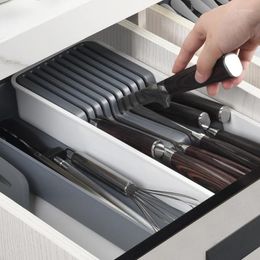 Kitchen Storage Knife Block Holder Plastic Cutlery Drawer Organiser Tray Utensil Rack Universal Stand