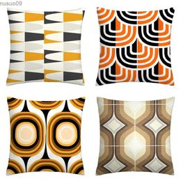 Chair Covers Orange yellow geometric pillowcase living room sofa cushion cover 45x45 50x50 60x60 can be Customised your home decoration