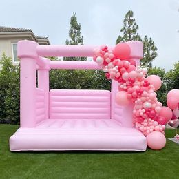 Free Delivery outdoor activities 4.5x4.5m (15x15ft) With blower outdoor Inflatable Wedding Bouncer pastel pink moon House Birthday party Jumper Bouncy Castle for sale