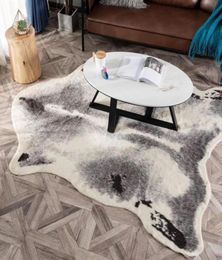 Cowhide rug zebra leopard badger cow carpet faux skin fur villi black bear mat sheep Cushion brown Villus coats large si1485287