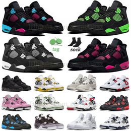 jumpman 4 basketball shoes thunders mens womens vivid Sulphur 4s Fear black cat Orchid yellow red green thunder reimagined pink oreo pine green freeze moment trainers