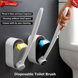 Cleaning Brushes Disposable Toilet Brush Without Dead Angle Cleaning Tools Household Long Handle Cleaner Brush Bathroom Accessories For ToiletL240304