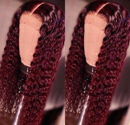 150 High Density Front Wig Baby Hair for Women Ynthetic Wigs Orange Colour Red Long Curly Hair Middle Part Heat Resistant2508143