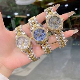 12% OFF watch Watch Full Women Girl Ladies Diamond Flower Style With Luxury Steel Metal Band Quartz Clock RO 248