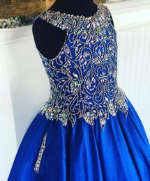 Royal Blue Pageant Dress for Teens Juniors 2021 Rhinestones Crystals Long Pageant Gown for Little Girl Zipper Formal Party rosie P9947494