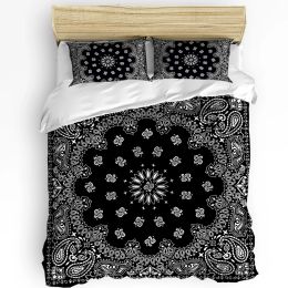 sets Black White Bandana Bohemia Duvet Cover Bed Bedding Set Home Textile Quilt Cover Pillowcases Bedroom Double Bedding Set No Sheet