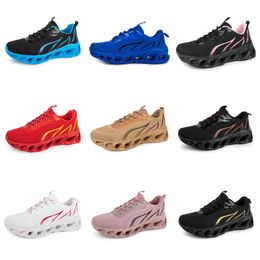 men women running shoes GAI three black white purple pink green navy blue light yellow Beige mens trainers Walking shoes