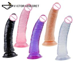 Erotic Soft Jelly Dildo Penis Bullet Cock Penis Adult Toys Anal Butt Sex Toy Strong Suction Cup Male Dick Toy For Falos Sex Shop Y4027775