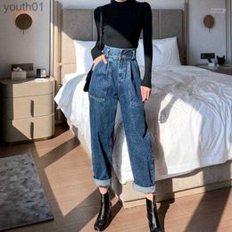 Women's Jeans Womens Jeans Womens Vintage High Waist For Woman 2022 Skinny Black Blue Harem Mom Boyfriend Women Denim Pants Female Trousers 240304