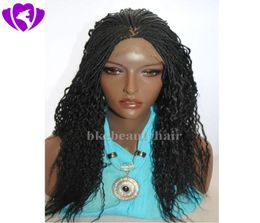 Stock black micro braided wig Lace Front Synthetic Wigs For Africa American box Braids High Temperature Women Wigs3942635
