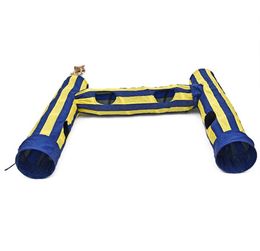 Foldable 2 Holes 130CM Folded Indoor Outdoor Pet Toy Bulk Cat Toys Rabbit Play Tunnel LJ2011255297663