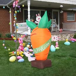 Easter inflatable toy 1.8ft Easter rabbit outdoor garden decoration Easter inflatable holiday party decoration LED lights 240303