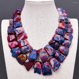 Pendant Necklaces G-G Heavy 2 Strands Red Blue Fuchsia Agate Slice Druzy Beads Top-Drilled Stone Crystal Necklace Lady Jewellery Gift