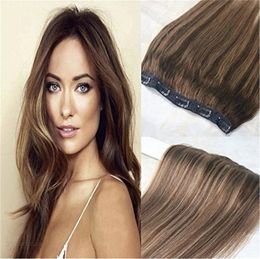 One Piece Real Hair Extensions Clip in Human Hair Balayage Highlight Colour 4 Chololates Brown To 27 Honey Blonde Ombre Hair Weft2374985