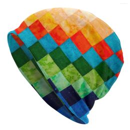 Berets Quilted Colorful Patchwork Cap Hip Hop Unisex Outdoor Skullies Beanies Hats Spring Warm Multifunction Bonnet Knit Hat