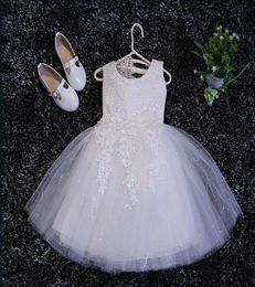 Glizt Baby Girl Clothes Weddings Pageant White First Holy Lace Embroidery Flower Communion Dress Sequin Children Bridesmaid Gown9864665