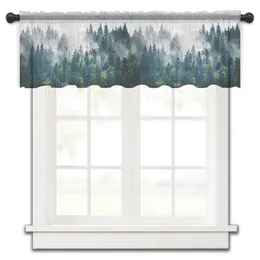 Curtain Forest Summer Simple Gradient Small Window Valance Sheer Short Bedroom Home Decor Voile Drapes
