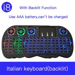 Keyboards Italian i8 2.4GHz Wireless Backlight Gaming Keyboard Air Mouse Remote Control Touchpad for PC,Laptop,Android Box,Smart TV