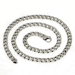 100% Solid S925 Sterling Silver Miami Cuban Chains Necklace For Mens Womens Fine Jewellery Lock 7mm 50 55 60CM Tank Clasp Chain X050309h