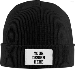 Berets Custom Knitted Beanie Hats Personalised Add Your Image/Text Cap Winter Warm Hat For Men Women