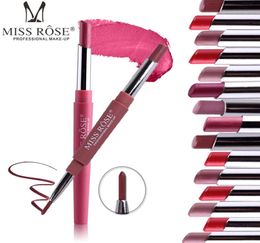 Miss Rose Woman Lipstick Lip Liner Pencil Waterproof Matte Velvet Easy to Wear Automatic Rotation Multifunction Double Lips Makeup7153014