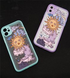 Funny Sun Moon Face Shockproof Phone Case For iphone 13 11 Pro 12 7 XS MAX X XR SE20 8 Plus Soft TPU Matte Candy Back Cover5590736