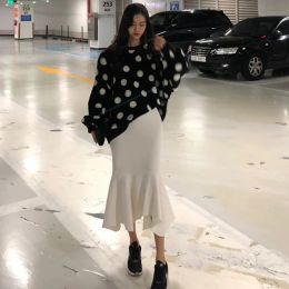 Skirt South Korea's Dongdaemun new fashion corduroy ruffled skirt women's highwaisted slimming package hip skirt in the long