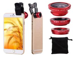 High quality 3 in 1 mobile Phone zoom Lens Super Fisheye camera Wide Angle Macro lens with case7367098