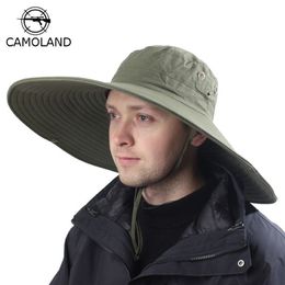 16cm Long Wide Brim Sun Breathable Safari Men Women Boonie Summer UV Protection Cap Hiking Fishing Bucket Hat Beach Y200619257J