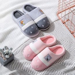 Home Winter Shoes Cottons TZLDN Bedroom Warm Plush Living Room Soft Wearing Cotton Slippers Pattern Fur Slide Scuffs