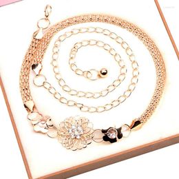 Belts Retro Gold For Women Party Jewellery Dress Waist Chain Coin Pendant Waistbands Golden Diamond Flower Metal