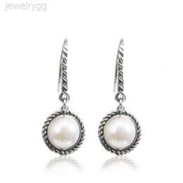 24SS Designer David Yumans Yurma Jewelry Earrings Imitation Pearl 10mm Earrings with Wind Button Thread