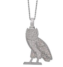 Hip hop Sweater chain Vintage Owl pendant necklaces for men women luxury designer mens bling diamond gold chain necklace jewelry l7398740