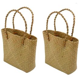 Evening Bags 2X Fashion Straw Summer Women Beach Handbags Female Flap Designer Lady Retro Rattan Handmade Tote Bag(Yellow)