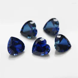Loose Gemstones 5mm-12mm Blue Sapphire Heart Cut 34# Corundum Synthetic