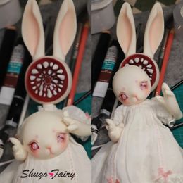 ShugaFairy Bjd Dolls 15 Moon White Halloween Rabbit Doll with Chomper Face Plate Tail Heart All in High Quality Ball 240301
