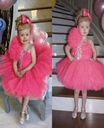 Girls Pageant Dresses 2021 Toddler Kids Cupcake Tulle Glitz Flower Girl Dress For Weddings Beaded Birthday Party First Communicati8175702