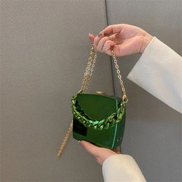 Luxury Green Party Evening Clutch For Women Shoulder Crossbody Bags Lipstick Box Design Mini Purses And Handbags 240223