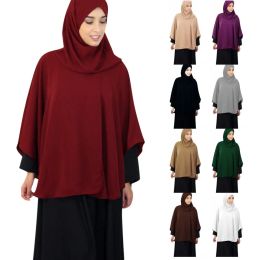 Tops Muslim Women Hijab Overhead Prayer Dress Niqab Scarf Islamic Burka Big Shawls Tops Shirts Ramadan Worship Service