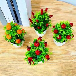 Decorative Flowers Stunning Scentless Easy To Care Delicate Landscaping Artificial Fruit Bonsai Imitation Tree Pot Windowsill Decor 2024304