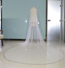 Real Image Bling Bling Bead Two Layers Bridal Veils Luxury High Quality Long Wedding Veil With Comb1404802